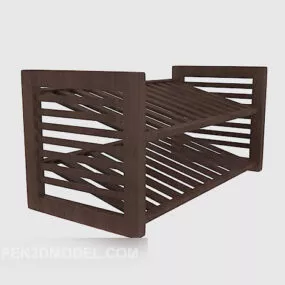 Solid Wood Shoe Rack 3d model