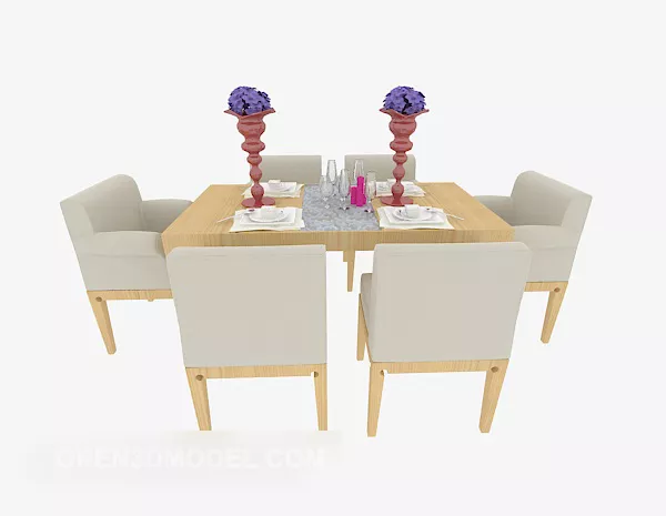 Solid Wood Simple Dining Table Chair 3d model Solid Wood Simple Dining Table Chair 3d model