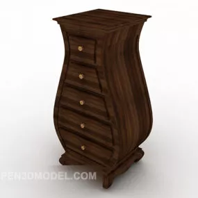 Solid Dark Wood Simple Drawer Cabinet 3d model
