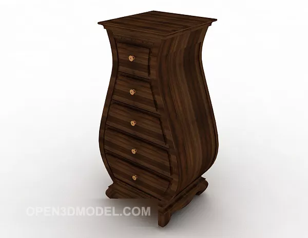 Solid Dark Wood Simple Drawer Cabinet 3d model Solid Dark Wood Simple Drawer Cabinet 3d model
