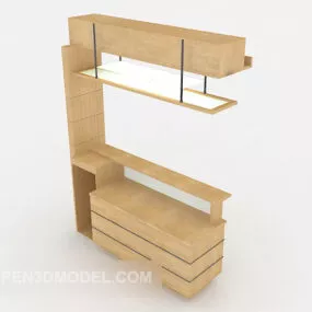 Solid Wood Simple Home Display Cabinet 3d model