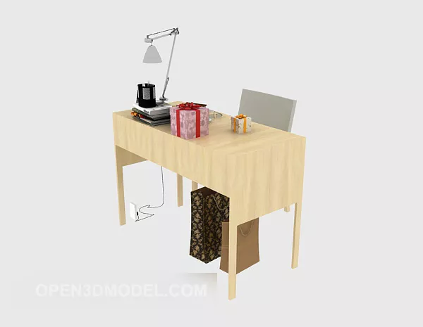 Solid Wood Simple Personal Desk 3d model Solid Wood Simple Personal Desk 3d model