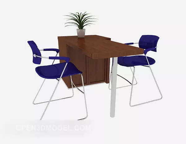 Solid Wood Simple Work Table Chair 3d model Solid Wood Simple Work Table Chair 3d model
