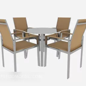 Solid Wood Simple Table Chair 3d model