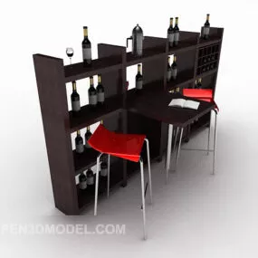 Solid Wood Simple Wine Rack 3d model