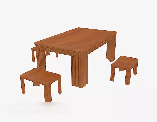 Solid Wood Square Table 3d model Solid Wood Square Table 3d model