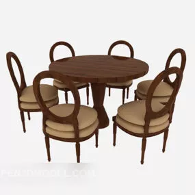 Solid Wood Table And Chair Set 3d model