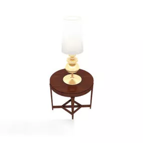 Solid Wood Table Lamp Side Table 3d model