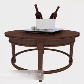 Solid Wood Table Side With Tableware 3d model