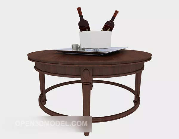 Solid Wood Table Side With Tableware 3d model Solid Wood Table Side With Tableware 3d model