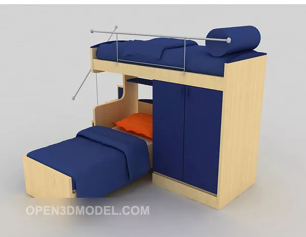 Solid Wood Up And Down Bed 3d model Solid Wood Up And Down Bed 3d model