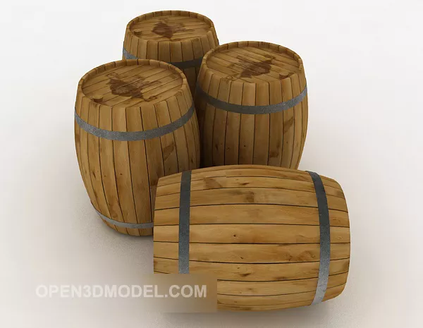 Old Wine Barrel 3d model