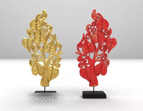 Asian Leaf Shaped Carving On Stand 3d model Asian Leaf Shaped Carving On Stand 3d model