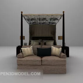 Southeast Asia Double Bed Furuniture 3d model