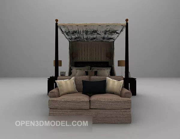 Southeast Asia Double Bed Furuniture 3d model Southeast Asia Double Bed Furuniture 3d model