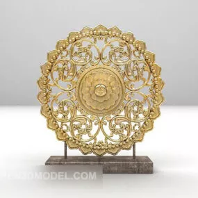 Asian Carving Round Sculpture Decor 3d model