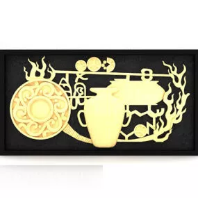 Golden Carving Wall Decoration 3d model
