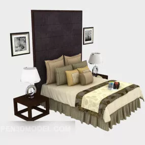 Southeast Asia Home Double Bed 3d model