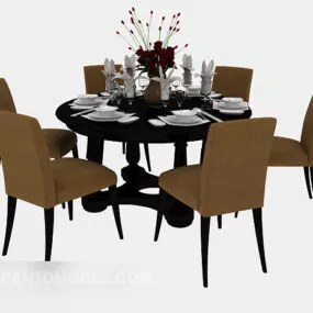 Southeast Asia Restaurant Table Chair 3d model
