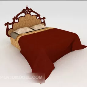 Southeast Asia Wood Double Bed 3d model