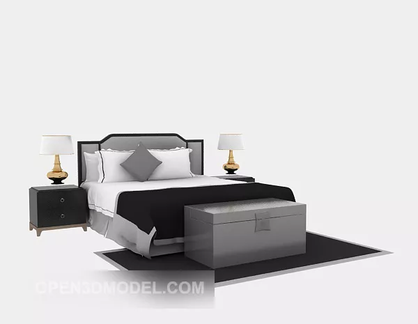 Southeast Asian Style Bed With Lamp 3d model Southeast Asian Style Bed With Lamp 3d model