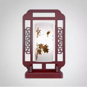 Square Shade Wooden Chinese Table Lamp 3d model