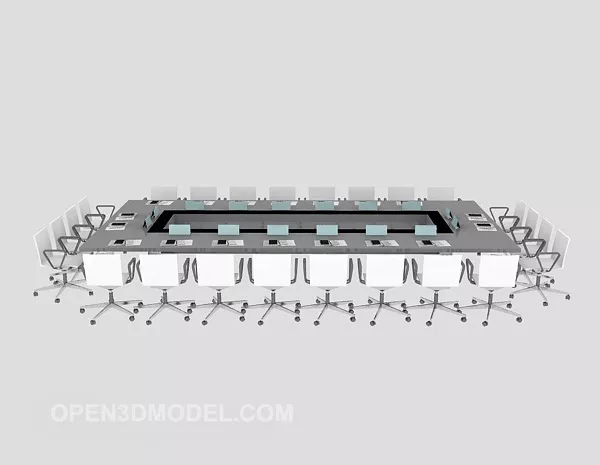 Square Large Conference Table 3d model Square Large Conference Table 3d model