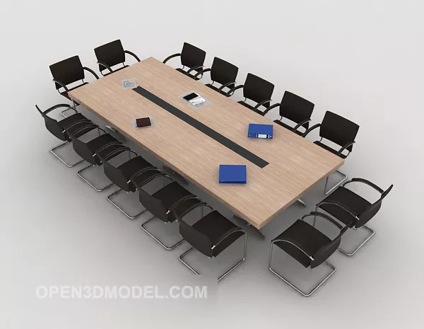 Square Multi-seaters Conference Table Chair 3d model Square Multi-seaters Conference Table Chair 3d model