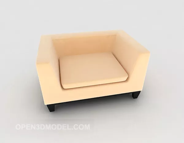 Square Warm Yellow Single Sofa 3d model Square Warm Yellow Single Sofa 3d model