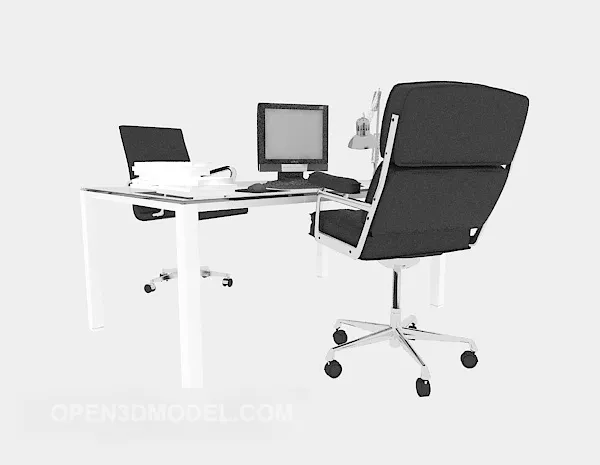 Stainless Steel Desk Chairs Furniture 3d model Stainless Steel Desk Chairs Furniture 3d model