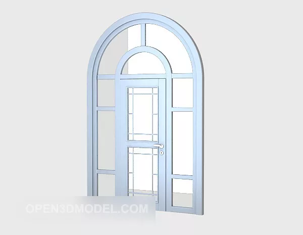 Wood Door Frame With Glass 3d model
