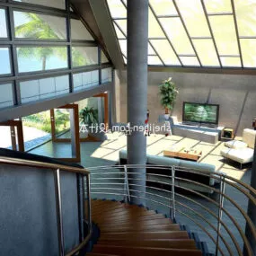 Stair Handrail Turn Furniture Interior 3d model