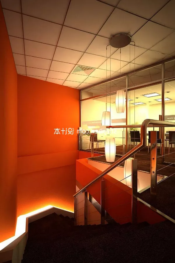 U Stair With Handrails 3d model