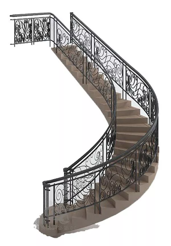 Luxury Curved Stairs Iron Handrails 3d model Luxury Curved Stairs Iron Handrails 3d model