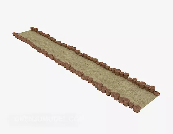 Stone Path Straight Road 3d model Stone Path Straight Road 3d model