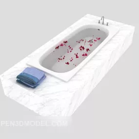 Stone Bath With Flower Decoration 3d model
