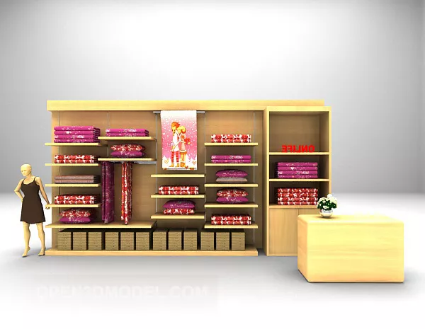 Wood Store Display Cabinet 3d model Wood Store Display Cabinet 3d model