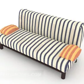 Striped Pattern Fabric Sofa 3d model