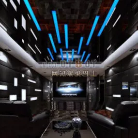Studio Room With Blue Light Interior 3d model
