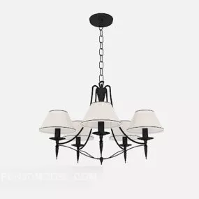 White Shade Stylish Chandelier Minimalist 3d model