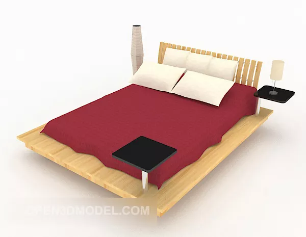 Stylish Minimalist Double Bed 3d model Stylish Minimalist Double Bed 3d model