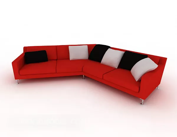 Stylish Red Multiplayer Sofa Furniture 3d model Stylish Red Multiplayer Sofa Furniture 3d model