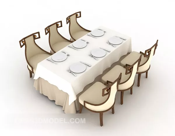 Stylish Six-person Table 3d model Stylish Six-person Table 3d model