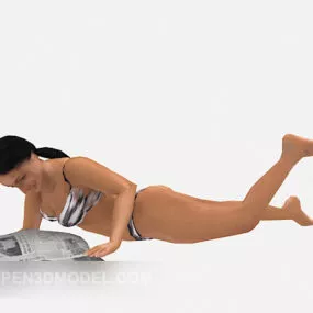 Swimsuit Lady Reading Character 3d model