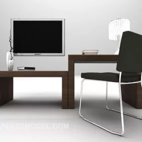 Tv Cabinet Furniture With Chair 3d model