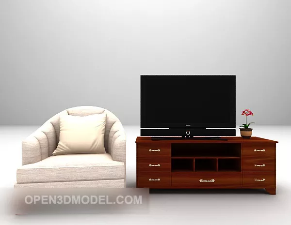 Modern Chaise Lounge On Floor 3d model