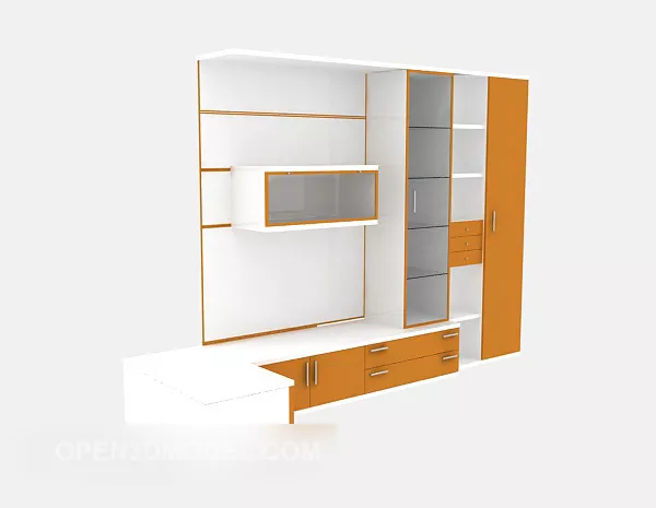 Wall Wardrobe Open Glass Door 3d model