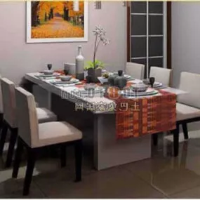 Table And Chair Dinning Space 3d model