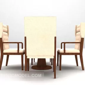 Wood Table And Chair Combination Set 3d model