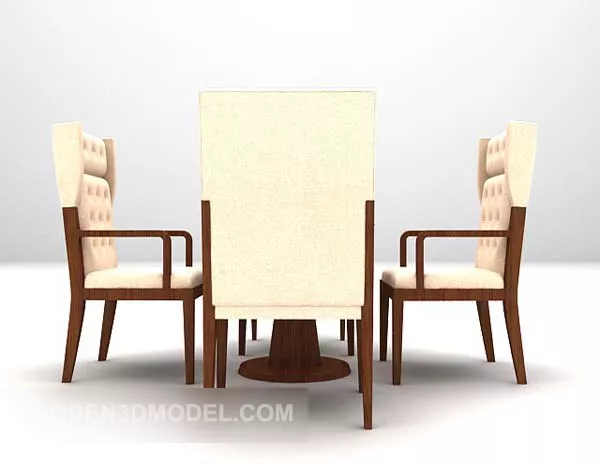 Wood Table And Chair Combination Set 3d model Wood Table And Chair Combination Set 3d model